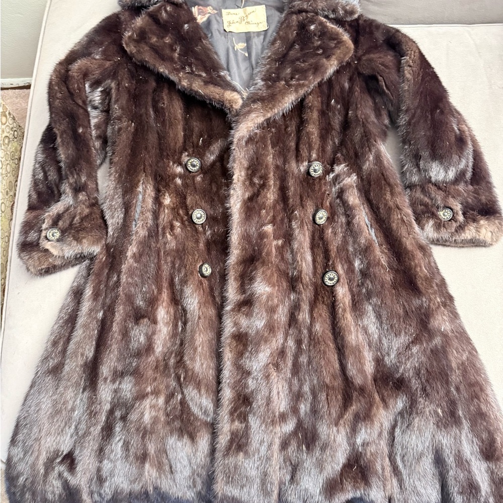 Vintage Brown Double-Breasted Women's Mink Coat